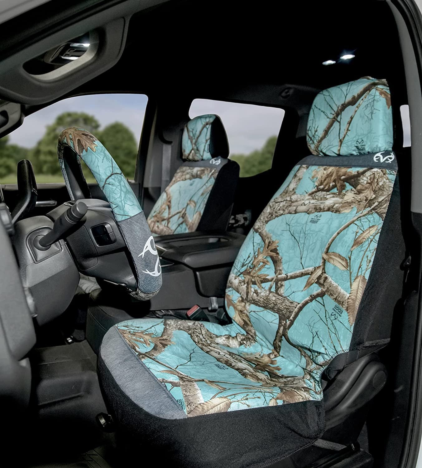 Realtree Edge Mint Camo Universal Low Back Bucket Seat Cover for Cars， Trucks and SUVs