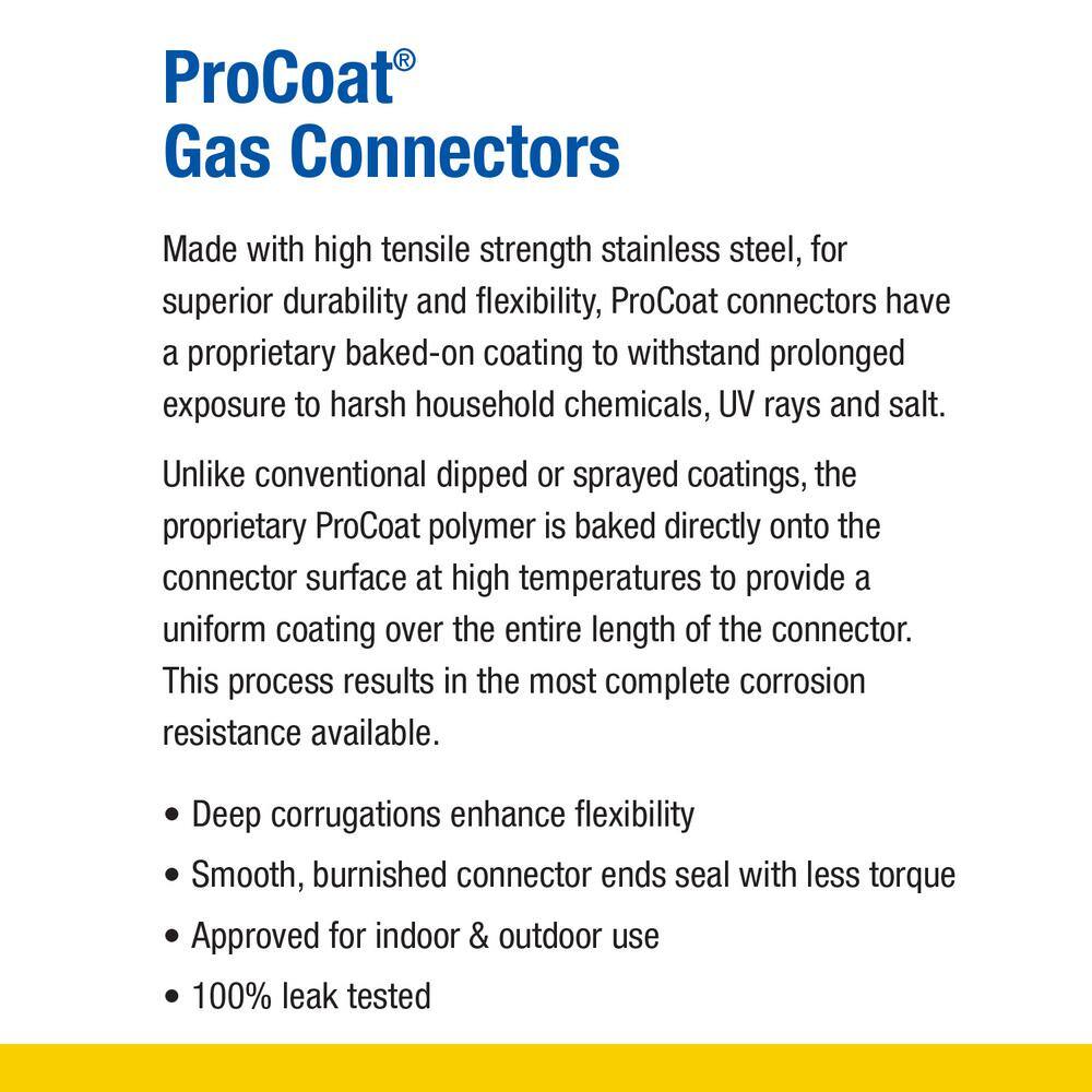 BrassCraft ProCoat 12 in. MIP x 12 in. MIP x 48 in. Stainless Steel Gas Connector 58 in. O.D. (106000 BTU) CSSC44-48 X5