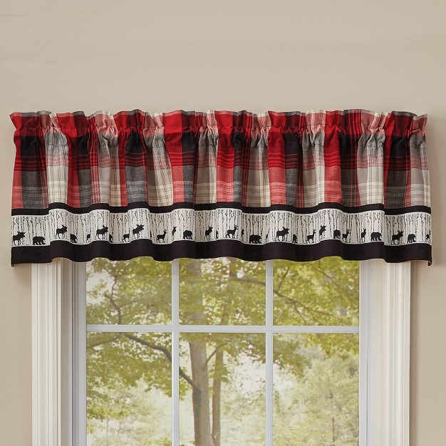 Park Designs Champlain Lined Border Valance 72 quot l Red