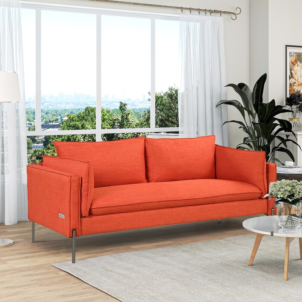 3 Seat Linen Fabric Upholstered Couch Sofa