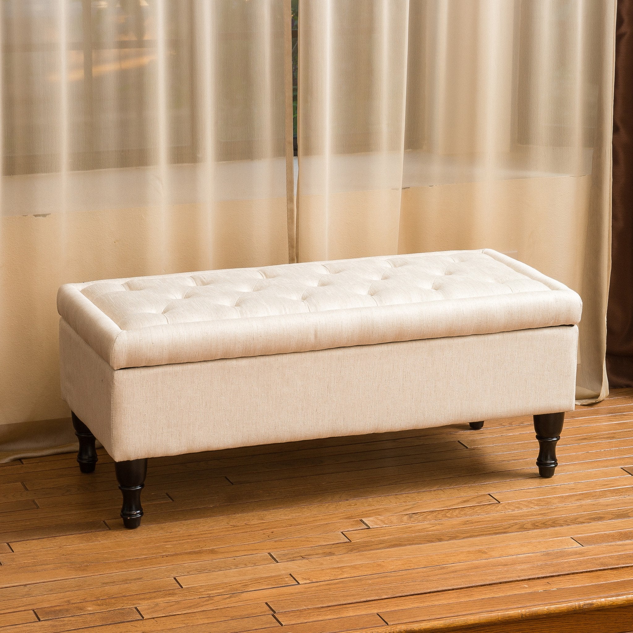 Logan Linen Storage Ottoman Bench