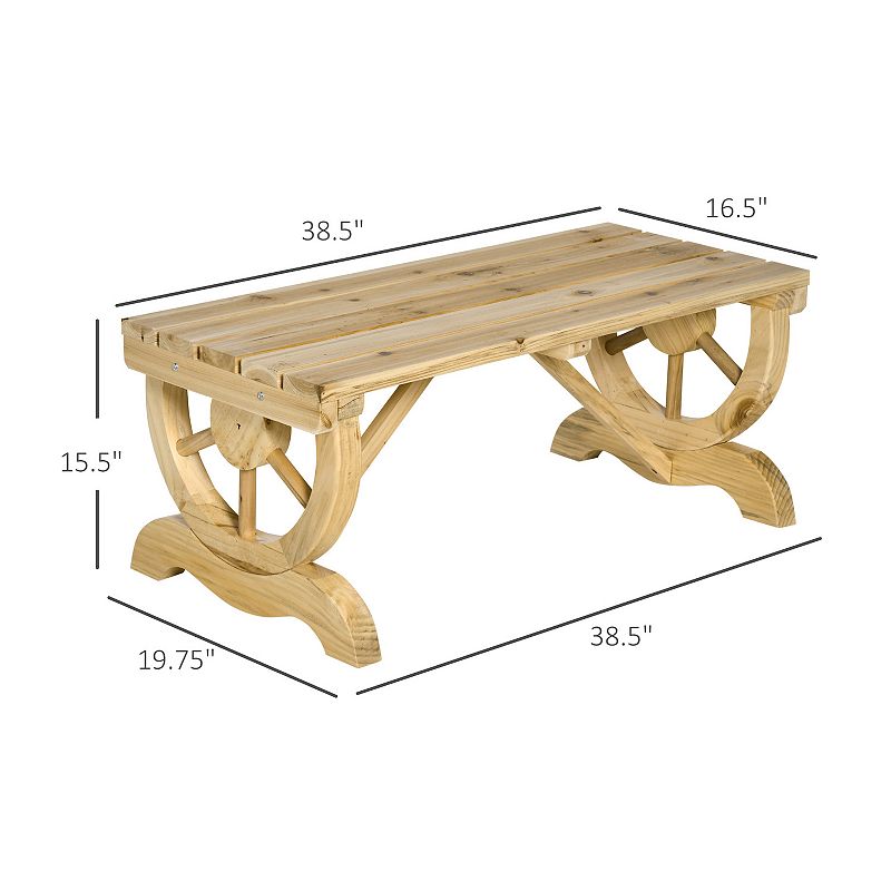 Outsunny 2-Person Garden Bench Outdoor Wagon Wheel Porch Bench for Backyard， Patio， Garden White