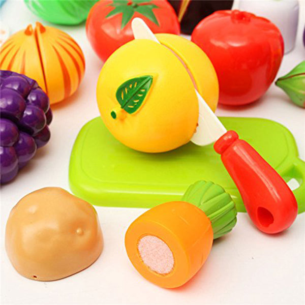 20PCS Kitchen Fruit Vegetables Food Toy Cutting Set Kids Pretend Role Play Gifts (Random Color)