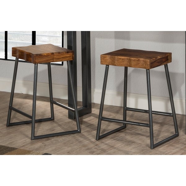 Carbon Loft Mattison Live Edge Square Non-swivel Backless Counter Stool - 17