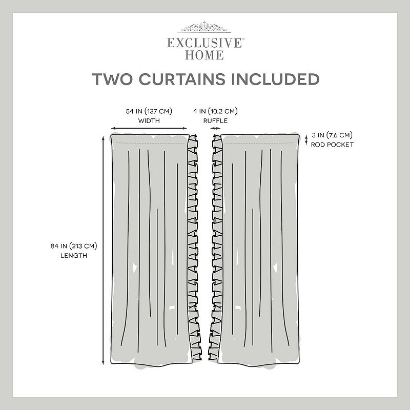 Exclusive Home 2-pack Jacinta Flippable Side Ruffle Sheer Rod Pocket Window Curtains