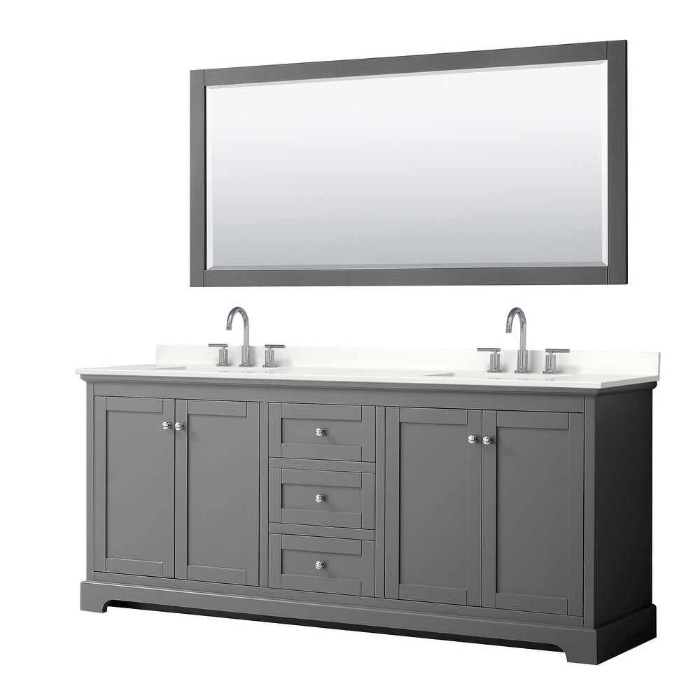 Avery 80 inch Double Vanity  Quartz Top  70 inch Mirror