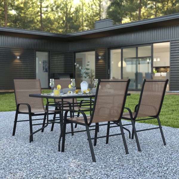 Brazos 5 Piece Outdoor Patio Dining Set - 55