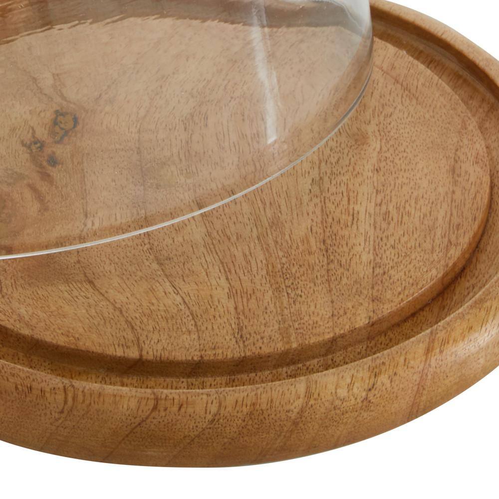 Litton Lane Brown Decorative Cake Stand with Glass Lid 94960