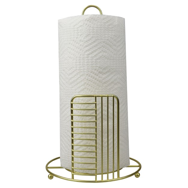 Home Basics Halo Free Standing Steel Paper Towel Holder Gold