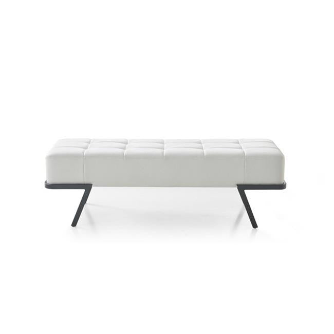 HomeRoots 484594 57 in. Upholstered Upholstered Bedroom Bench& White & Black