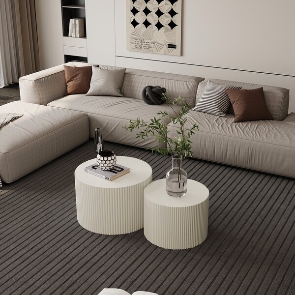 Wave Stripe Nesting Coffee Table Set for Living Room