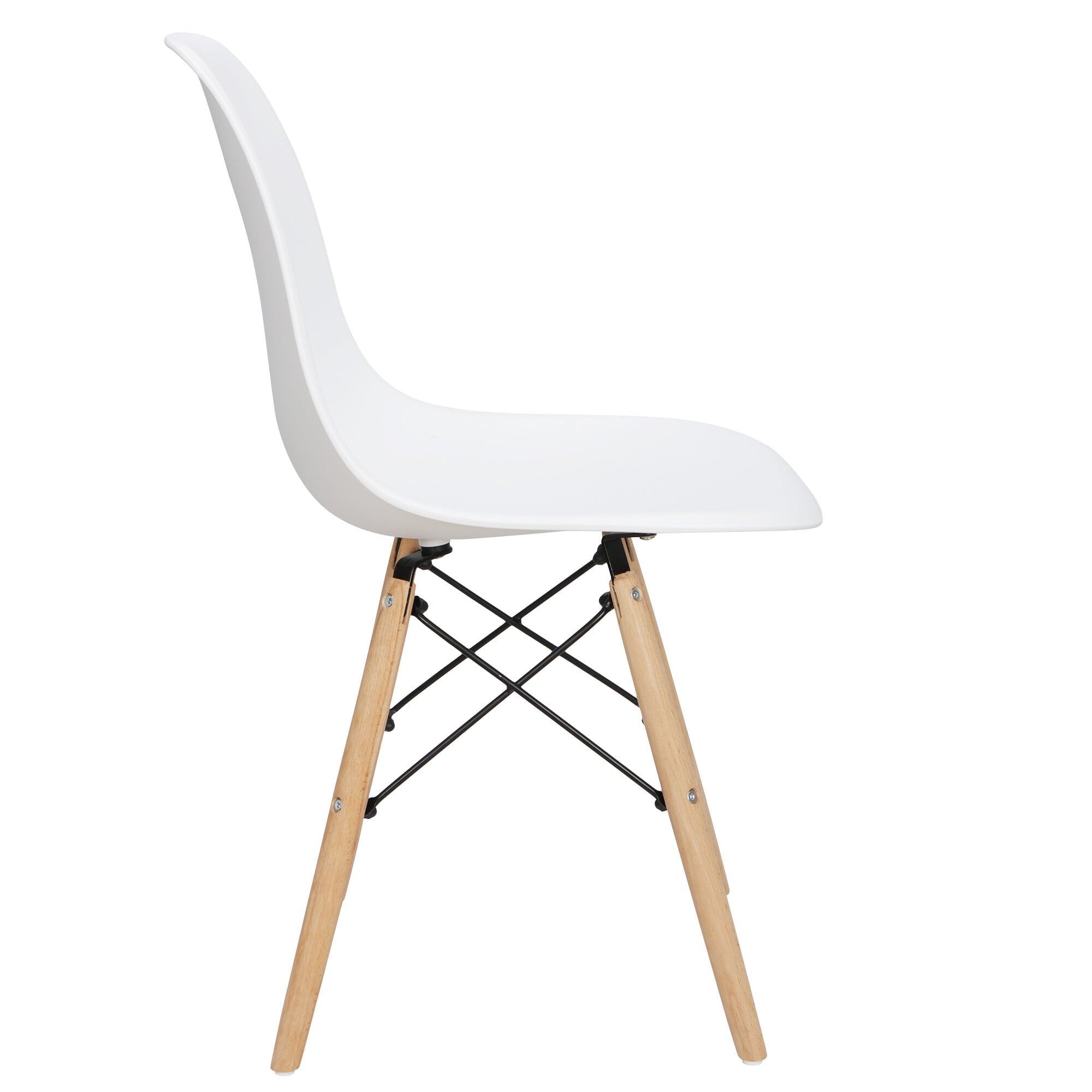 HomGarden Set of 4 Dining Chair， Plastic Side Chair Wood Legs White