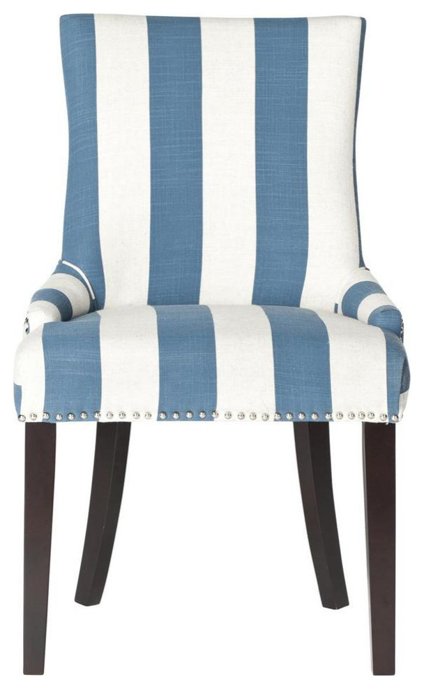 Deacon 19 quotH Awning Stripes Dining Chair set of 2 Silver Nail Heads Blue   Beach Style   Dining Chairs   by AED Luxury Home Decor  Houzz