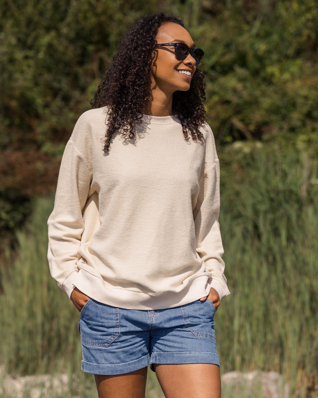 Fauna Organic Cotton Textured Sweatshirt - Birch