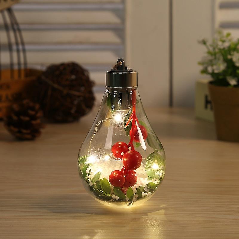 5pcs Christmas Tree Decor Fairy Lights Transparent Led Luminous Night Light Ball Hanging Pendant Home New Year Christmas Decorations