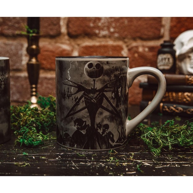 Silver Buffalo Disney The Nightmare Before Christmas Stormy Night Ceramic Mugs Set Of 2