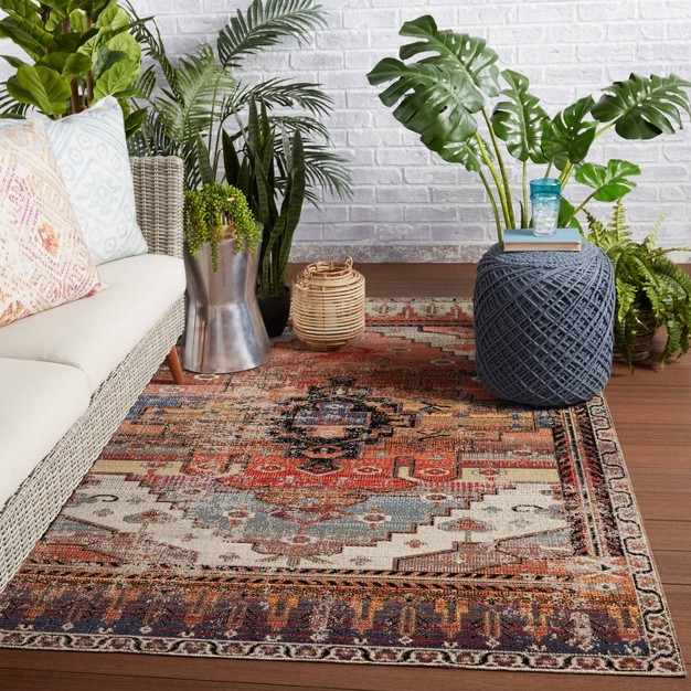 Cicero Indoor outdoor Medallion Area Rug Orange Jaipur Living