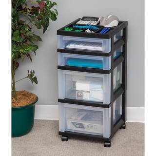 IRIS 4 Drawer Rolling Storage Cart in Black 116827