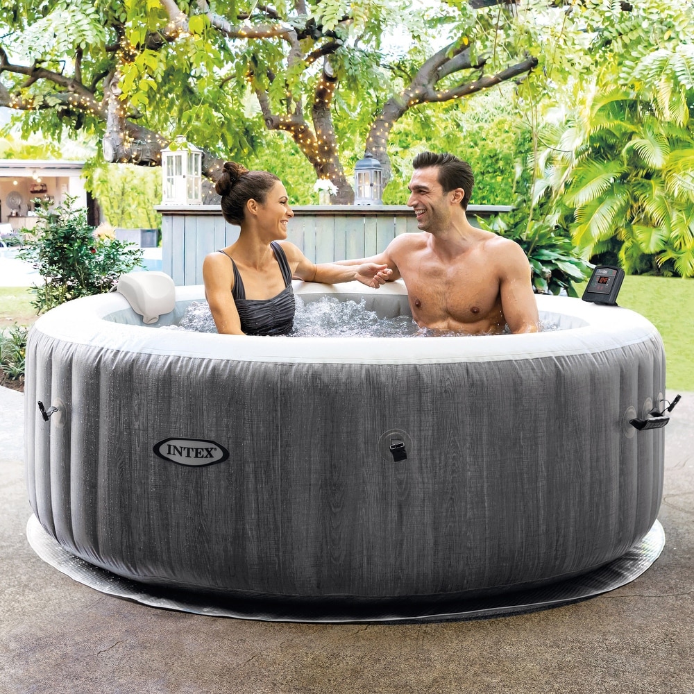 Intex 28439EP PureSpa Plus Greywood Inflatable Hot Tub Bubble Jet Spa  77 x 28\