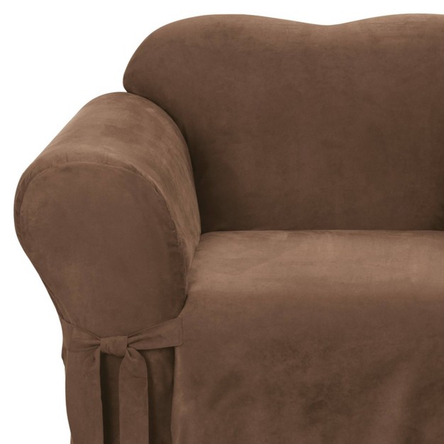 Soft Suede Chair Slipcover Chocolate Sure Fit