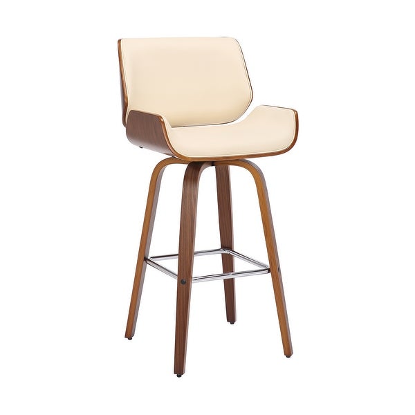 Tyler Mid-Century Modern Swivel Counter/Bar Stool in Faux Leather and Wood