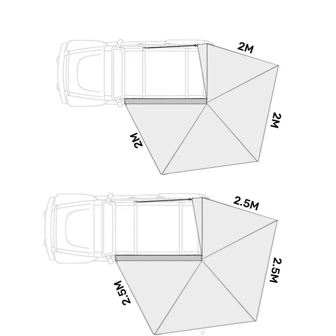 Custom Outdoor Camping Freestanding Awning 4x4 Car Roof Side Awning 270 Degree Foxwing Awning