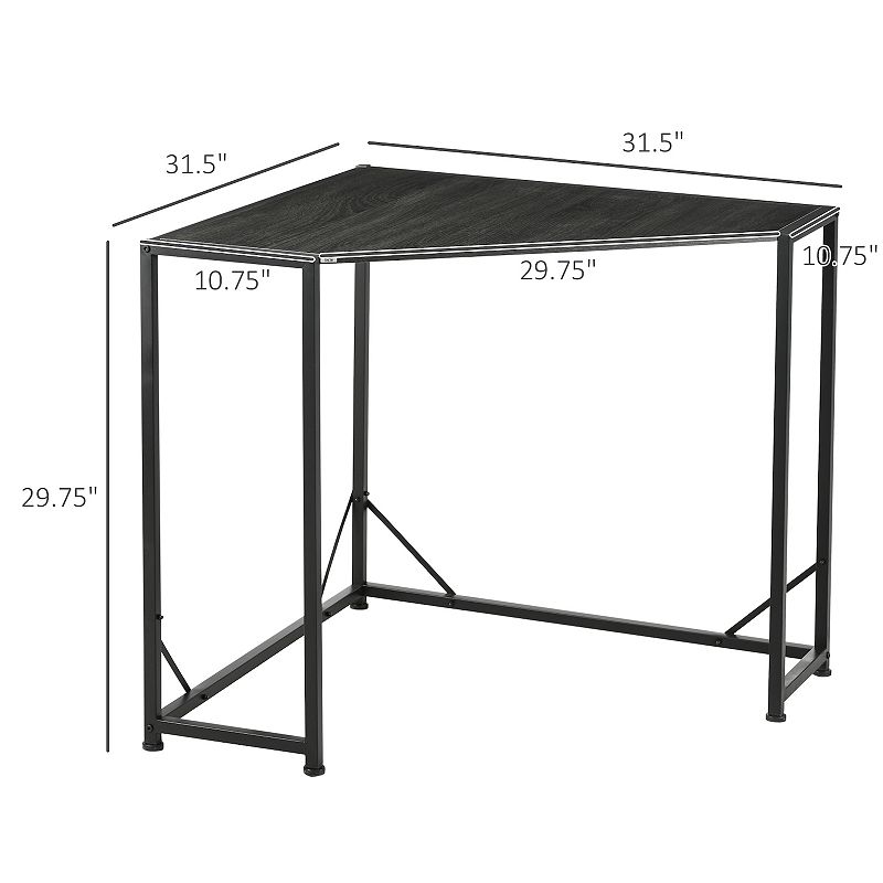 Homcom Small Corner Desk Triangle Vanity Table Computer Desk Gray