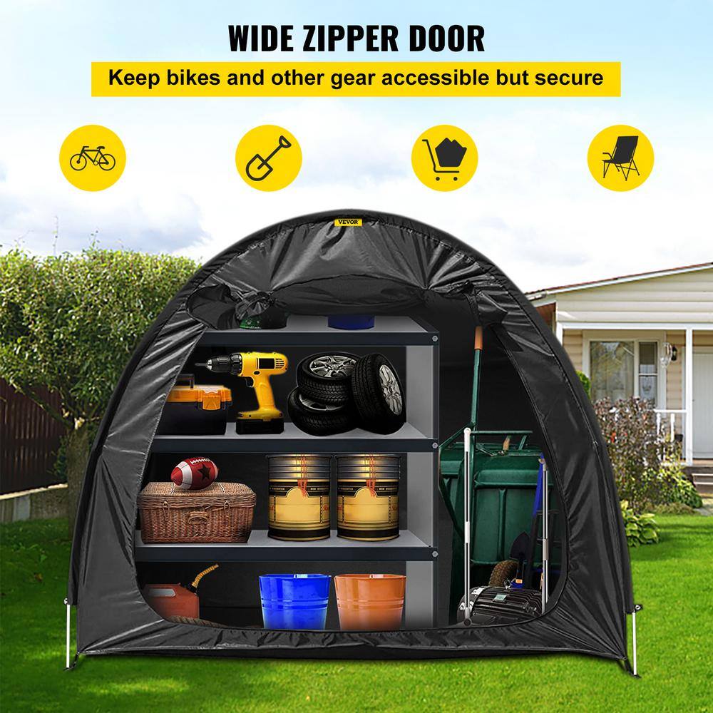 VEVOR Bike Cover 420D Oxford Bike Storage Cover with Carry Bag and Pegs Anti-Dust Bicycle Storage Shed for 2 Bikes Black ZXCCFPHSWBDDW1D6TV0