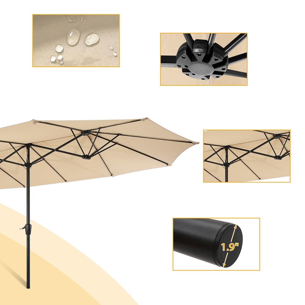 15x9ft Large Double Sided Rectangular Outdoor Twin Patio Market Umbrella