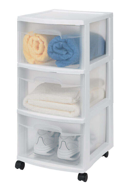 Sterilite 5.4 cu ft Clear/White Drawer Organizer 25-5/8 in. H X 12-5/8 in. W X 14-1/2 in. D Stackabl