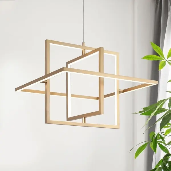 Modern LED Chandelier Square Gold Pendant Lights for Dining Room/ Living Room Shopping - The Best Deals on Chandeliers