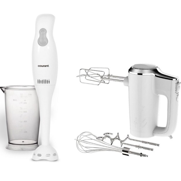 250w 5 speed Hand Mixer With 2 speed Hand Blender And Measuring Cup White