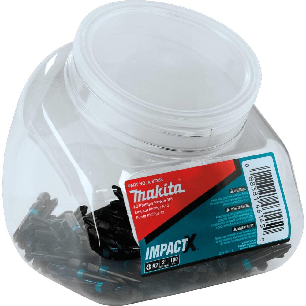 Makita Impact X #2 Phillips 2 Power Bit 100/pk Jar A-97368 from Makita