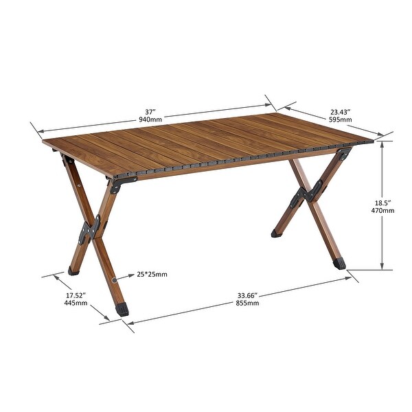 3Piece Folding Outdoor Table and Two Chairs，RollUp Square for Picnics， Beach，Backyard，BBQ