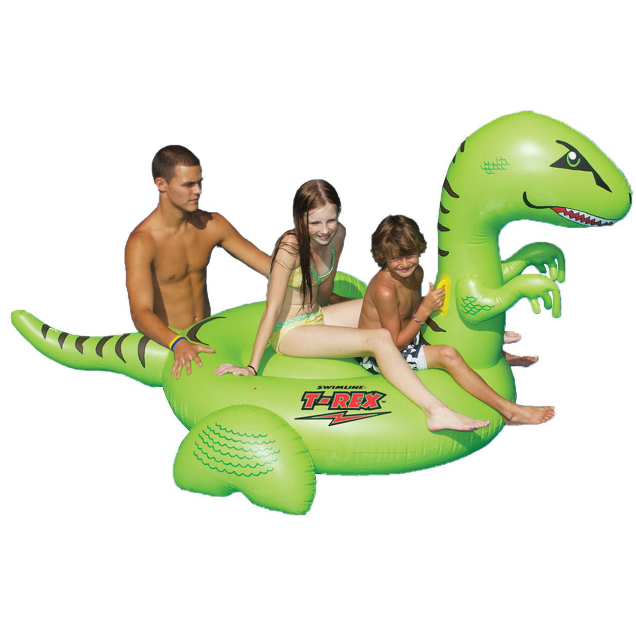 Swimline Vinyl Kids Giant Rideable Dinosaur Inflatable Pool Float, Green