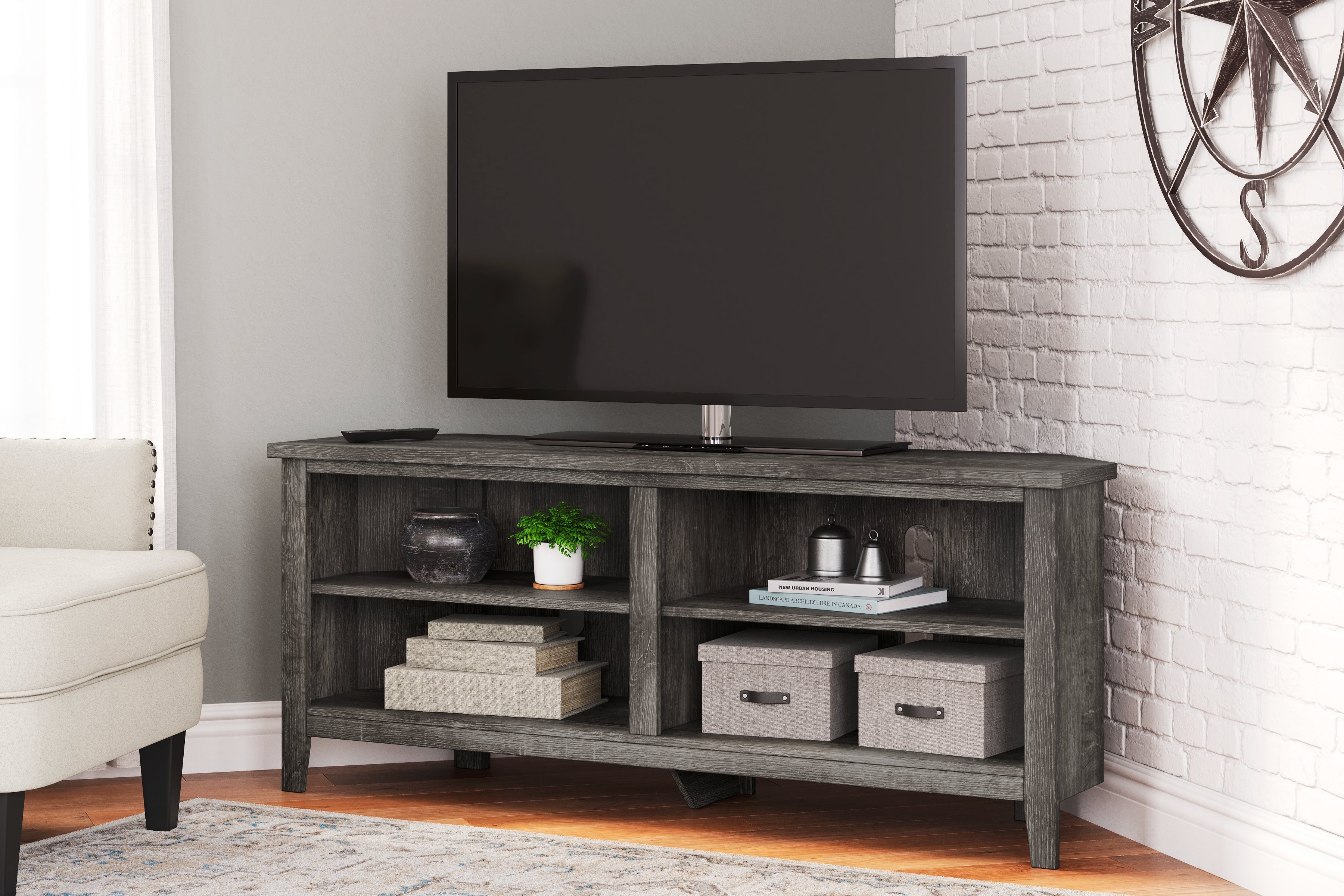 (Online Special Price) Arlenbry Gray Corner TV Stand