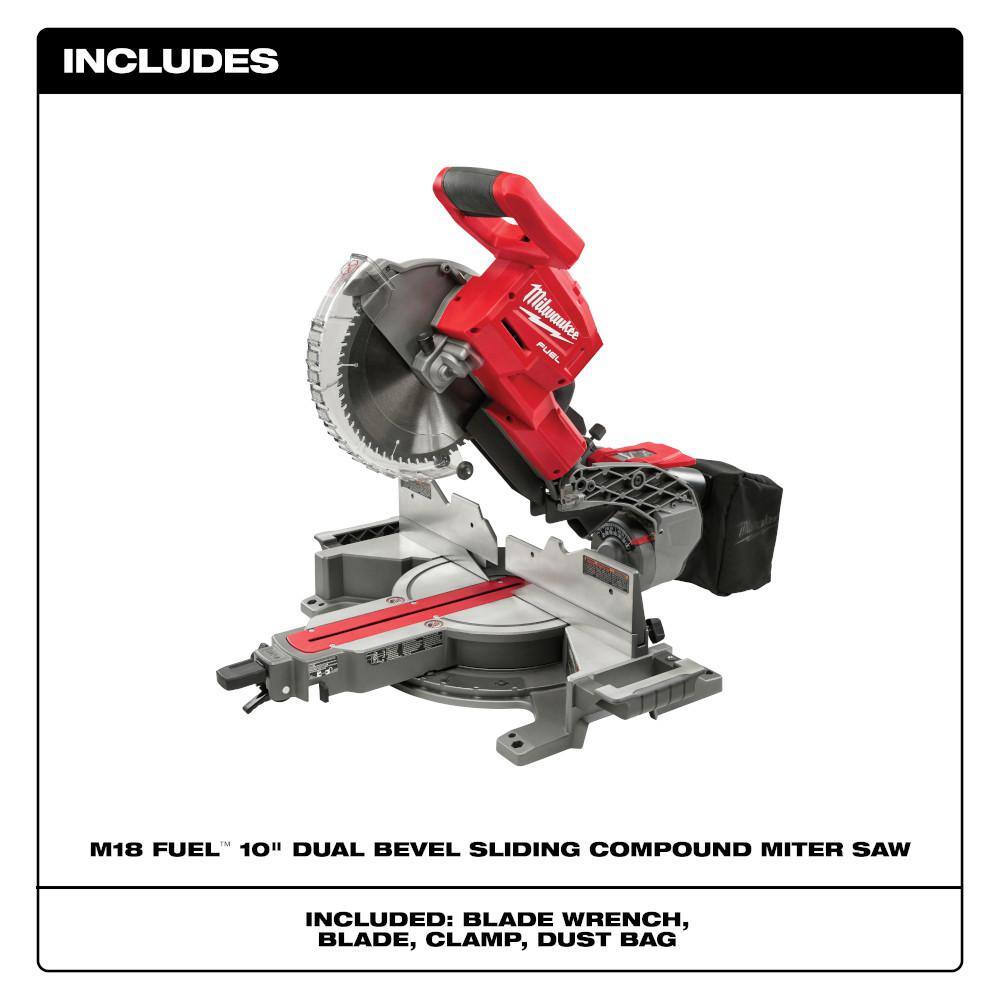 MW M18 FUEL 18V Lithium-Ion Brushless Cordless 10 in. Dual Bevel Sliding Compound Miter Saw (Tool-Only) 2734-20