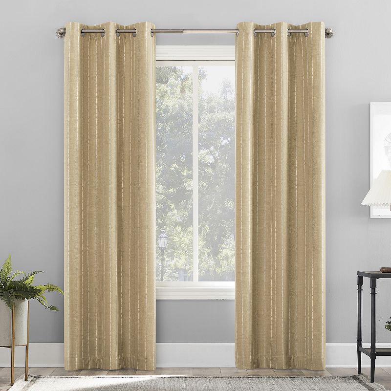 Sun Zero 2-pack Erria 100% Blackout Chambray Stripe Grommet Curtains