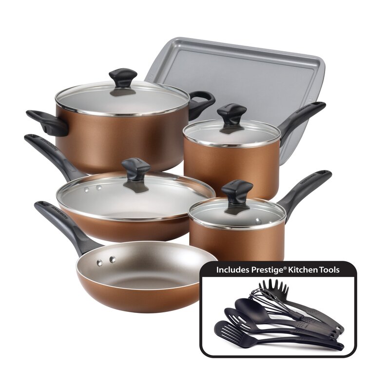 Farberware Dishwasher Safe Aluminum Nonstick Cookware Set, 15-Piece