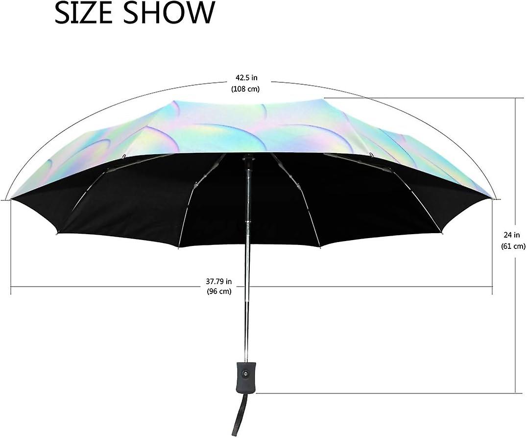 Travel Umbrella Automatic Windproof Foldable Umbrella Colorful Mermaid Scales With Holographic Effect