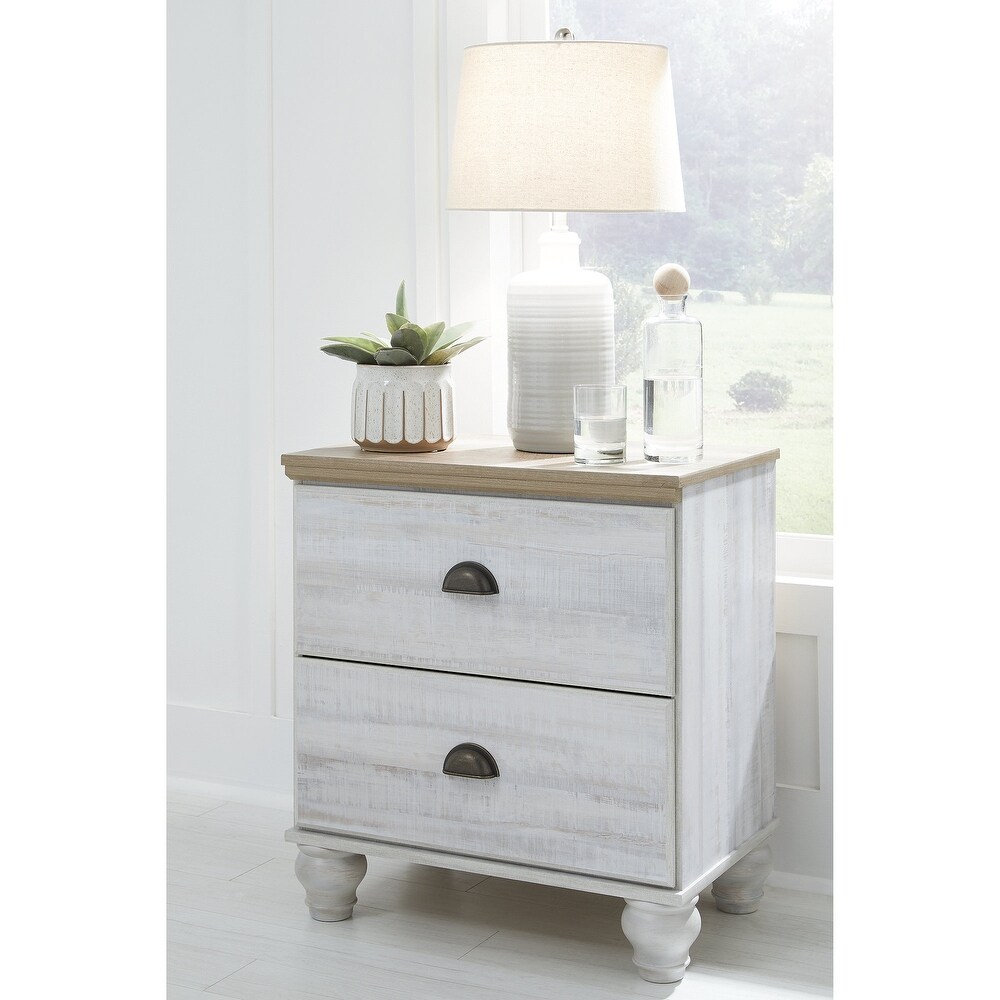 Ashley Furniture Haven Bay Two tone 2 Drawer Night Stand with USB Port