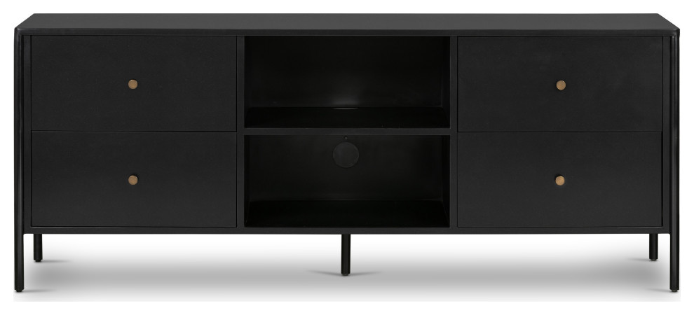 Soto Media Console  Black   Transitional   Entertainment Centers And Tv Stands   by Four Hands  Houzz