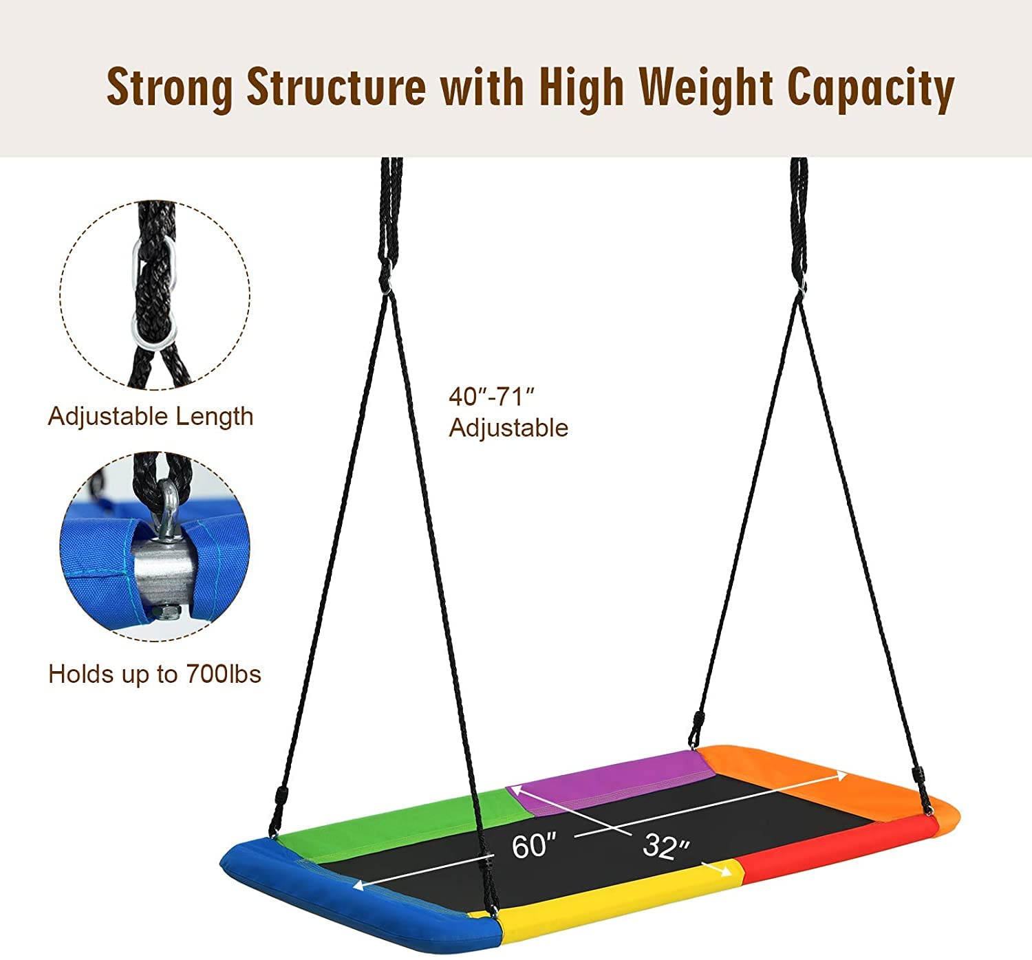 550lbs Swing Frame Stand with 60'' Platform Swing (Swing Frame with Platform Swing)