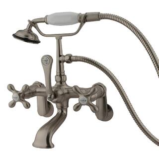 Kingston Brass Vintage Adjustable Center 3-Handle Claw Foot Tub Faucet with Handshower in Brushed Nickel HCC57T8