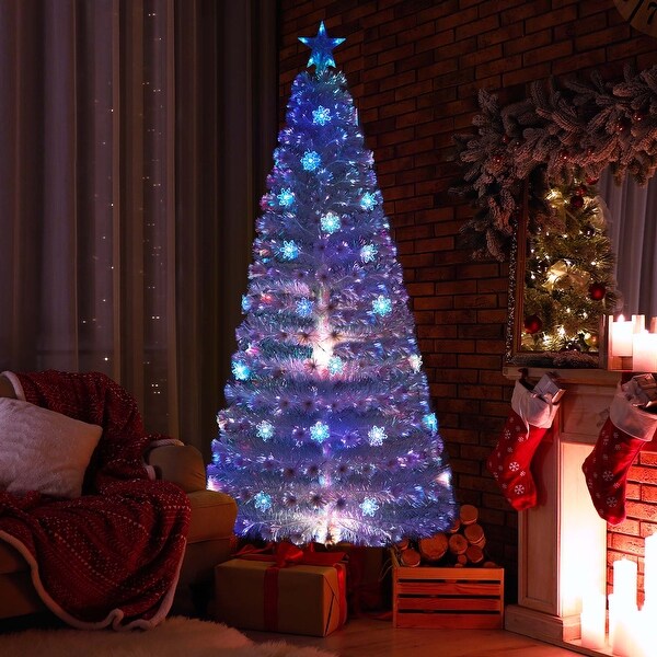 Costway 5FT/6FT/7FT PreLit Fiber Optic Christmas Tree Decor