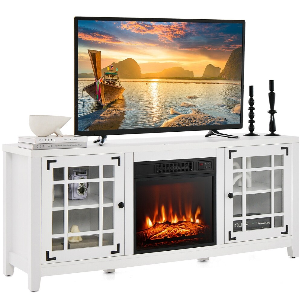 Costway 58 Inches Fireplace TV Stand for TVs up to 65 Inches with   58'' x 16'' x 25''