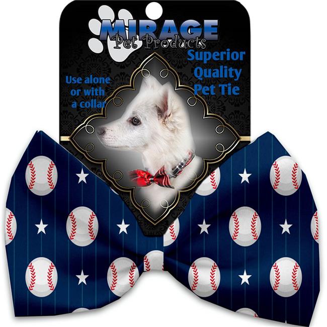 Mirage Pet 1232-VBT Baseball Pinstripes Pet Bow Tie Collar Accessory with Cloth Hook and Eye