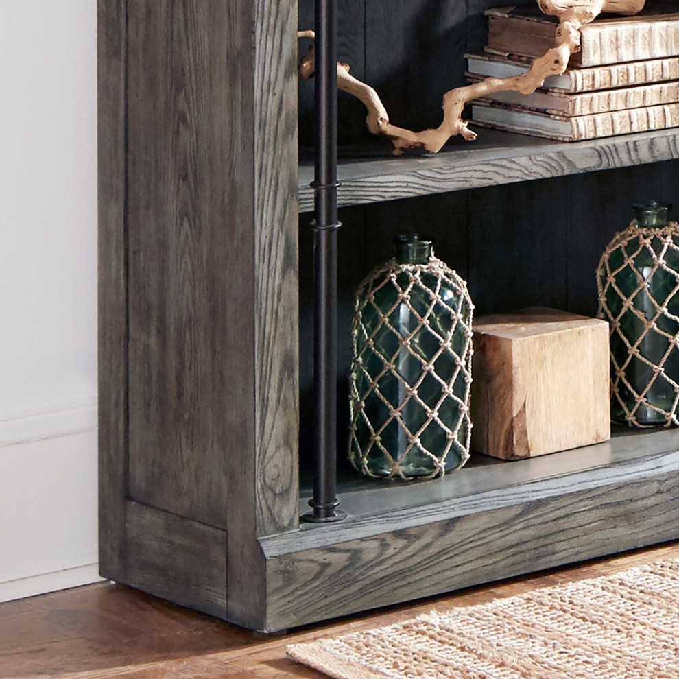 8  x27Tall Bookcase Wall With Ladder  Storage Organizer  Gray   Industrial   Bookcases   by Martin Furniture  Houzz