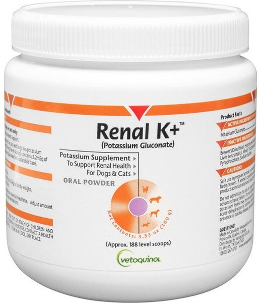 Vetoquinol Renal K+ Powder Kidney Supplement for Cats and Dogs