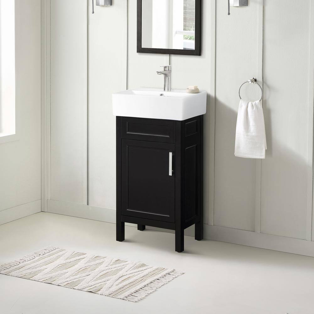 Home Decorators Collection Arvesen 18 in. W x 12.20 in. D x 34.50 in. H Bath Vanity in Espresso with White Ceramic Top Arvesen 18E